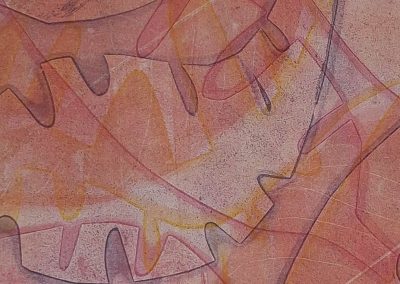 Picture showing Gelli-plate red and orange print made at Photoartcollections workshop in Peterborough 2560 x 1810