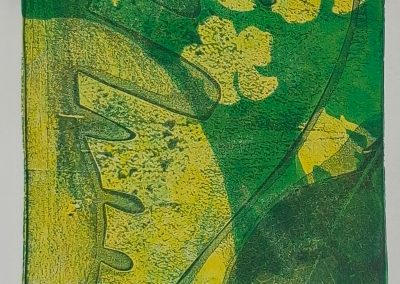 picture showing Gelli-plate green and yellow print made at Photoartcollections workshop in peterborough 2560 x 1810